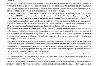 Lettre de rentrée